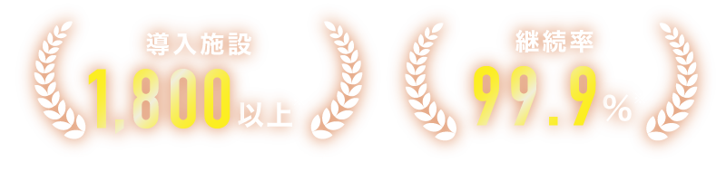 導入施設数1,800施設、継続率99.9%